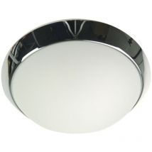 LED-Deckenleuchte rund, Opalglas matt, Dekorring Chrom, ø 25cm