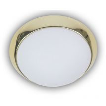 LED-Deckenleuchte rund, Opalglas matt, Dekorring Messing poliert, ø 30cm