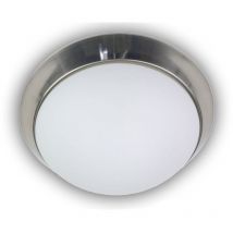 LED-Deckenleuchte rund, Opalglas matt, Dekorring Nickel matt, ø 35cm
