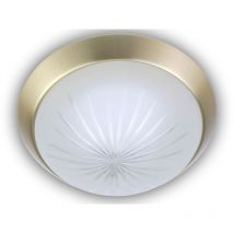 Niermann - LED-Deckenleuchte rund, Schliffglas satiniert, Dekorring Messing matt, ø 25cm