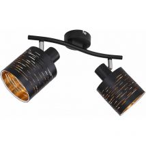 Decken Leuchte Dekor Stanzungen Strahler Schwarz Gold Spot Lampe Im Set Inkl. Led Leuchtmittel