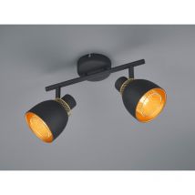 Led Deckenstrahler 2-flammig Schwarz Gold Mit Drahtgeflecht, Breite 28cm