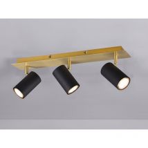 Led Deckenstrahler Schwarz Gold 3-flammig, Breite 48cm