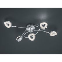 Led Deckenstrahler tours 5 flammig Metall Chrom Schirm Transparent, 54cm breit