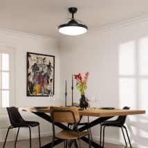 Techbrey - LED-Deckenventilator Kourak Schwarz Flügel klappbar 106cm DC-Motor 165o