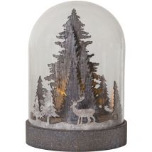 LED-Dekoration 'Kupol', braun, Glaskuppel mit Weihnachtsmotiven, warmweiße led, Timer, Batterie, 17,5cm