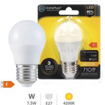 Led E27 spherique - 7,5W blanc brillant