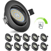 Shmshng - Dimmbarer led Einbaustrahler Schwarz, 10x 5,5W Einbaustrahler 60° Schwenkbar, Einbauleuchte 220V 4000K Neutralweiß 600LM, Extra Flacher