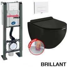 Komplett Wc Ohne Flansch Freistehend + Wc-becken Schwarz Hochglanz Ohne Flansch + Weiße Platte Design