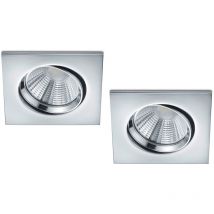 Trio Leuchten - led Einbaustrahler Decke 2er Set eckig schwenkbar dimmbar Chrom glänzend 5,5W