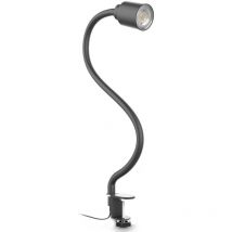Klemmlampe - 5w, 400lm, Led, Mit Stecker, Dimmbar, Schwanenhals, Warmweiß, Schwarz