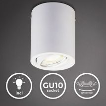 B.k.licht - Deckenleuchte Ø10,5 cm - 5W, 400lm, led, schwenkbar, warmweiß, weiß