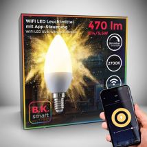 B.k.licht - led Glühbirne E14 - 5,5W, 470lm, smart, dimmbar, 2700K, weiß