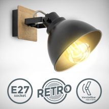 B.k.licht - Wandlampe - schwenkbar, retro, E27 Fassung, max. 60W, schwarz