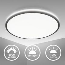 B.k.licht - Deckenlampe Ø38 cm - 24W, 3000lm, led, backlight, neutralweiß, schwarz