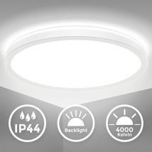 B.k.licht - led Panel Ø29 cm - 18W, 2400lm, IP44, flach, neutralweiß, weiß
