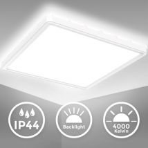 B.k.licht - led Panel 29x29 cm - 18W, 2400lm, IP44, flach, neutralweiß, weiß