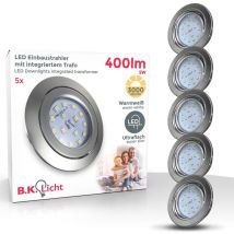 B.k.licht - Einbauspot 68mm 5er Set - 230v, 4,8w, 400lm, Led, Warmweiß, Matt-nickel