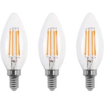 LED Filament Light Bulb C37 Candle Bulb E14 Screw 3.5w equiv brightness 50w Warm White 2700K Chandelier Energy Saving - Pack of 3
