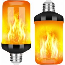 Ynkkvre - led Flame Effect Bulb, 4 Upgraded Modes, Christmas Decor Lights, Flickering Fire, E26 Base Flame Bulb with Upside Down Effect (2 Pack)