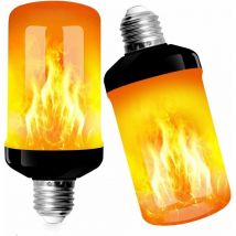Forehill - led flamme lumière noir bas flamme simulation flamme ampoule E27 lumière jaune 2 pièces