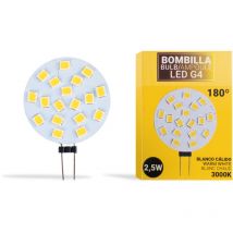 Lampadina led G4 bispina circolare piatta 12V ac/dc - 2,5W - Bianco Caldo