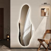 Led Ganzkörperspiegel mit Beleuchtung 60x165cm Badezimmerspiegel Dimmbarer 3 Farben, Standspiegel Badezimmer Lichtspiegel mit Touchschalter