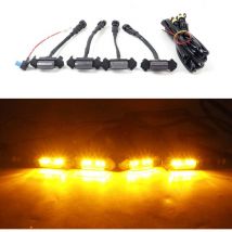 LED Grille Light Kit Daytime Running Lights Car Auto Modification Accessories,Model: Light Amber Blackened Shell - Model: Light Amber Blackened Shell