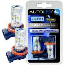 Autoled - led H11 6 leds haute puissance blanc