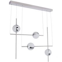 Led Pendelleuchte Wohnzimmerlampe Kugel Hängeleuchte Opal Chrom Innenleuchte Modern, 32 Watt 2200lm 3000k, Lxh 83 X 120 Cm