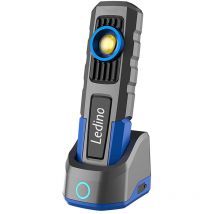 LED Handleuchte Taschenlampe Mobile USB Aluminium Schwarz Akku H 24 cm