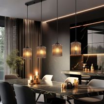 Nowa - led Hängeleuchte Pendellampe Esszimmerleuchte 4 flammig rauchfarben schwarz, Metall Acryldekor, 4x 6W 700Lm warmweiß, LxBxH 87x12x133 cm