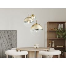 Led Hängelampe 3-flammig mit Glaskugeln in Gold & Klarglas