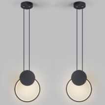 LED Industrial Pendant Light Fixture Ring Ceiling Light Adjustable Hanging Lamp Indoor Chandelier Neutral Light 2Pcs