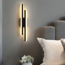 Indoor LED Wall Sconce, 16W Modern Wall Lamp 3000K Warm White Light, Acrylic Indoor Wall Luminaire for Bedroom, Living Room, Hallway, Staircase, Black