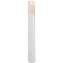 Schmale led Stumpenkerze ,M-Twinkle', Flacker-Effekt, Batterie und Timer, weiß, 40cm - Star Trading