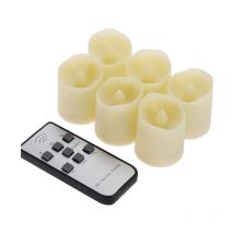 Bougie led Base (paquet de 6 non avec abat-jour givré) rechargeable avec fonction minuterie, télécommande et petite bougie led sans flamme pour