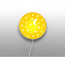 Meinewunschleuchte - Led Kinderzimmer Wandlampe Mit Stecker Und Schalter, Gelb Ø 25cm