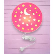 Meinewunschleuchte - led Kinderzimmer Wandlampe mit Stecker und Schalter, Rosé ø 25cm