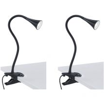 Led Klemmleuchten 2er set 1 flammig Schwanenhalslampe in Schwarz