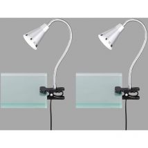 Led Klemmleuchten 2er set 1 flammige Kunststoff Schwanenhalslampe in Silber
