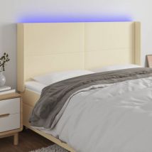 Led Kopfteil Creme 203x16x118/128 Cm Kunstleder