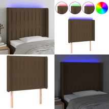 Vidaxl - led Kopfteil Dunkelbraun 93x16x118/128 cm Stoff - led Kopfteil - Bett-Kopfteil - Kopfteil - Nachttischlampe - Beleuchtung - Home & Living