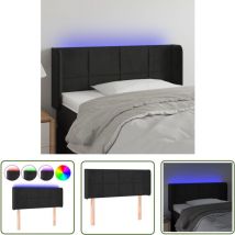 The Living Store led Kopfteil Schwarz 83x16x78/88 cm Samt - Samt Kopfteil - Bettkopfteil - led Beleuchtung - Lesekopfstütze - Nachttischlampe
