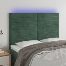 Led Kopfteil Dunkelgrün 144x5x118/128 cm Samt