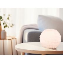 Led Kugel Tischleuchte mit Plüsch Lampenschirm Sandfarben, Höhe 24cm