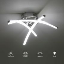 Plafoniera led, lampada a sospensione a soffitto dal design moderno curvo 6500K, Dia 43cm Lampada da soffitto 20W 1900LM per soggiorno, camera da