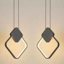 Wottes - led Lámpara Colgante Moderna Industrial Iluminación de Techo Metal Cuadrado Luz Araña Negro Luz Blanca Cálida 2 Piezas