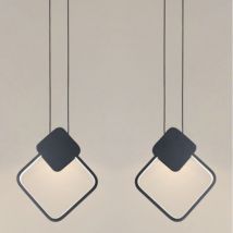 Wottes - led Lámpara Colgante Moderna Industrial Iluminación de Techo Metal Cuadrado Luz Araña Negro Luz Neutra 2 Piezas