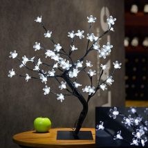 Led Lampe de Cerisier, 0.45M 48LED, Arbre Lumineux led, Branches Noires, pour la décoration de Maison (Blanc)